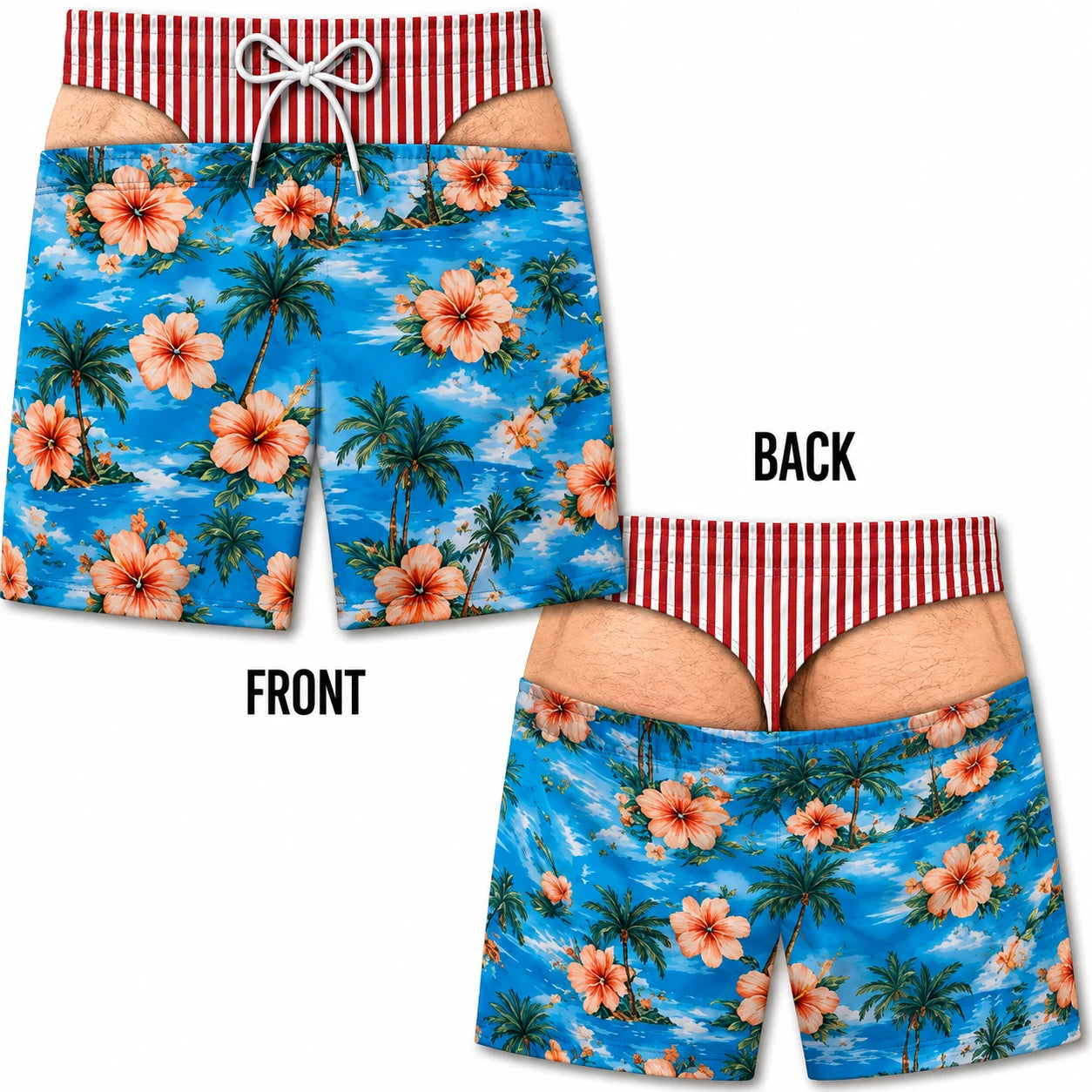 Butt Kidding™ — Illusion Print Swim Trunks