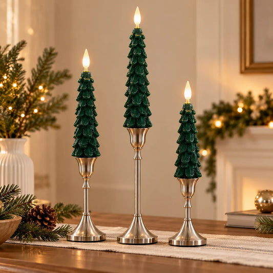 Evergreen LED Christmas Candle Set